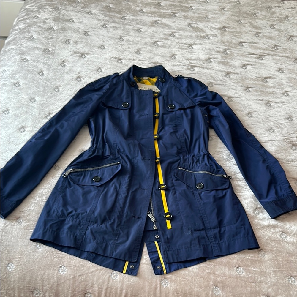 Burberry Navy Utility Jacket with Yellow Trim